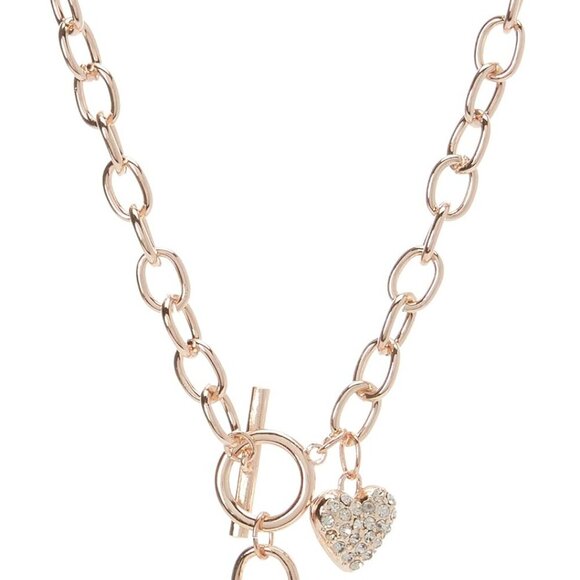 Jewelry - Rose Gold Heart Lock Charm Toggle Chain Necklace Womens Jewelry Elegant Gift